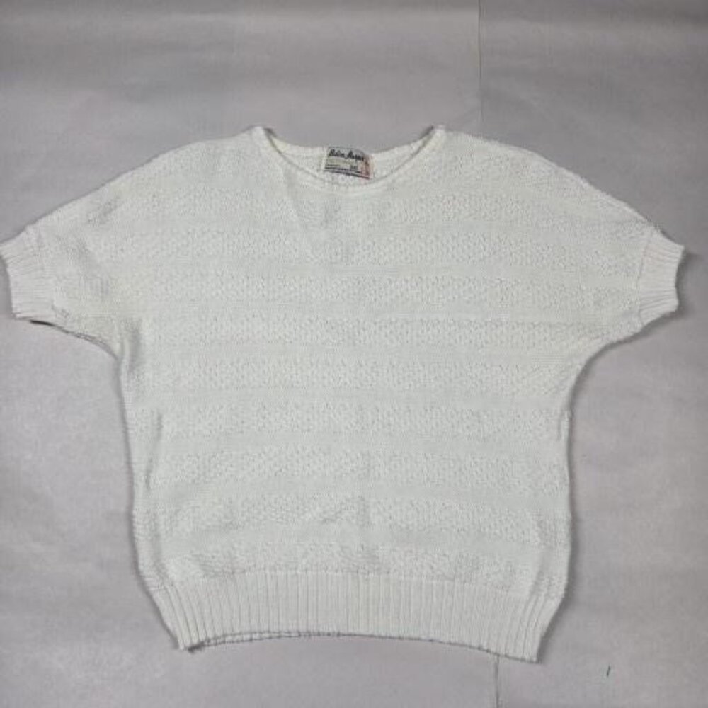 Vintage Helen Harper Sweater Womens Small White Short Sleeve Cotton Knit Canada